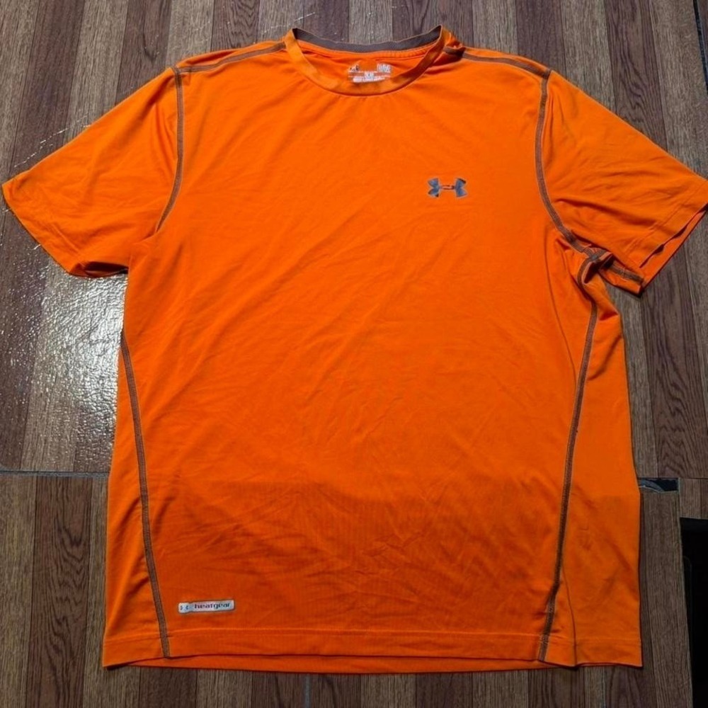Under Armour Orange Heat Tech Retro Sportswear Fitted Running Shirt Large
